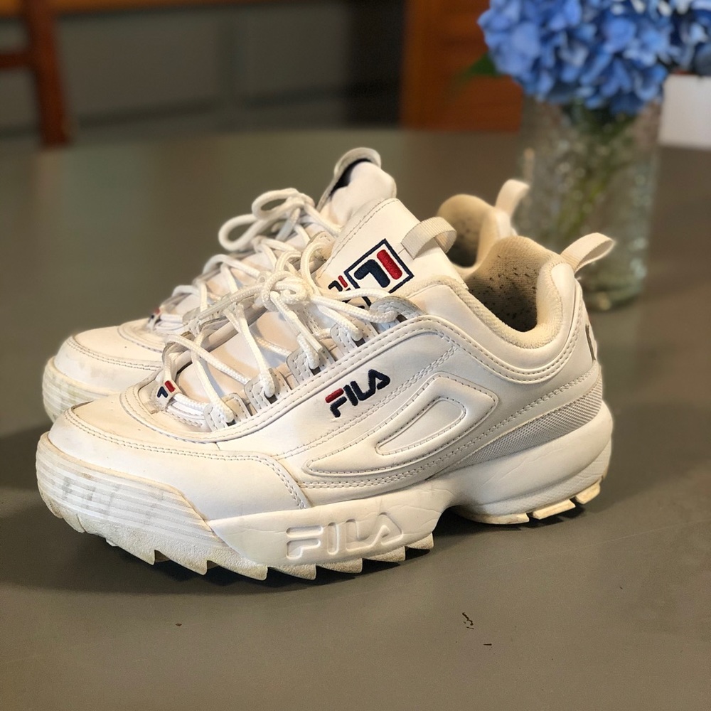 White Fila Disrupter Chunky Filas